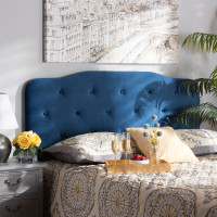 Baxton Studio Gregory-Navy Blue Velvet-HB-Full Baxton Studio Gregory Modern and Contemporary Navy Blue Velvet Fabric Upholstered Full Size Headboardd